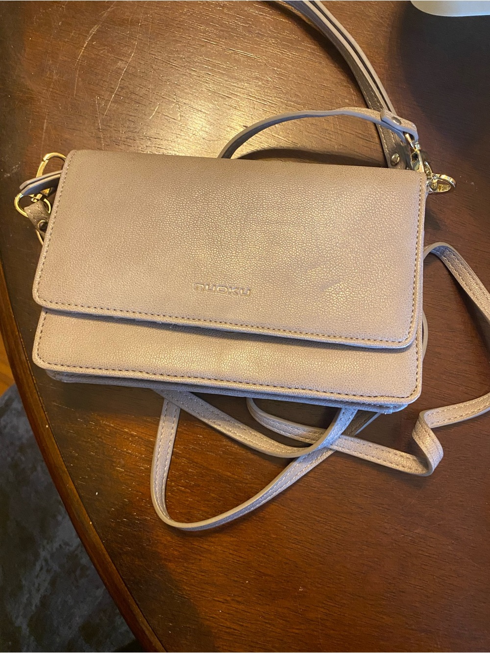 Small Crossbody Wallet Bag in Taupe by Nuoku